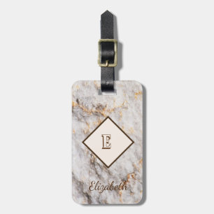 Marmorsteinstruktur, monogramm-personalisiert gepäckanhänger