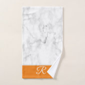 Marmorstil Orange Monogram, erstes Badezimmer Badhandtuch Set (Handtuch)