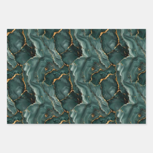 Marmorstone Gold Metallic Look Geschenkpapier Set (Vorderseite 3)