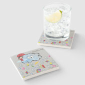 Marmorstone Untersetzer Raindrops Wolken Schirm (Seitenansicht)