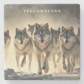 Marmorstone Untersetzer-Yellowstone Wolves Steinuntersetzer (Vorderseite)