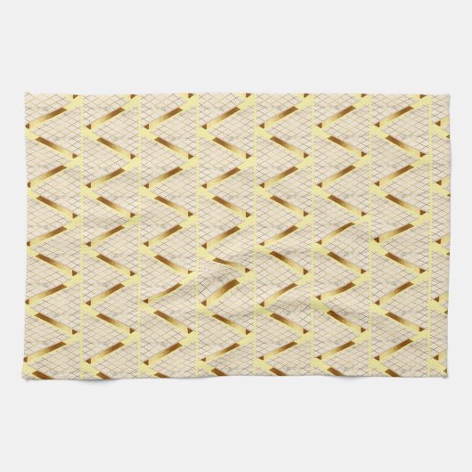 Marmorstruktur-Collage mit goldenen diagonalen Met Geschirrtuch (Horizontal)