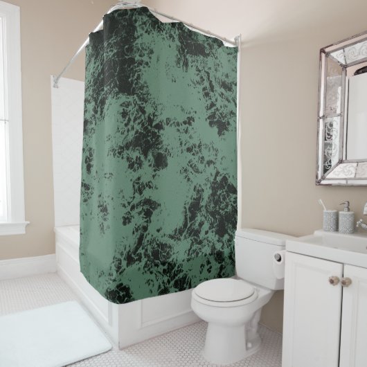 Marmorstruktur in Schwarz und Grün Duschvorhang (Beispiel)