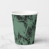 Marmorstruktur in Schwarz und Grün Pappbecher (Rückseite)