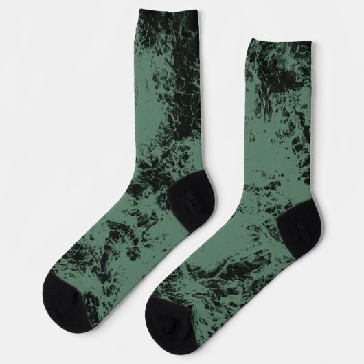 Marmorstruktur in Schwarz und Grün Socken (Linkes Detail)