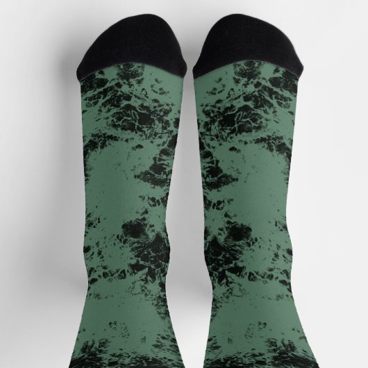 Marmorstruktur in Schwarz und Grün Socken (Oben)