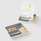 Marmortabby-Katzen-Untersetzer Steinuntersetzer (Seitenansicht)