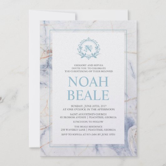 Marmortaufe Einladung (Vorderseite)
