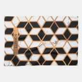 Marmortextur mit goldenen Kuben Geschirrtuch (Horizontal)