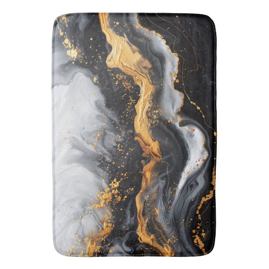 Marmortextur schwarz-graue Goldbadematte Badematte (Vorderseite Vertikal)