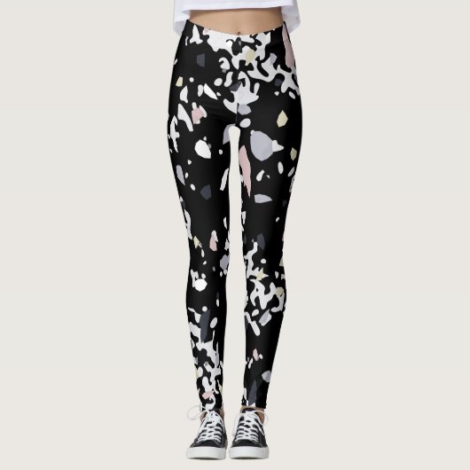Marmortextur schwarz leggings (Vorderseite)