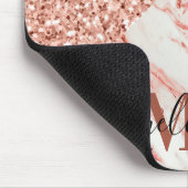Marmortextur und Rose Glitzer Mousepad (Ecke)