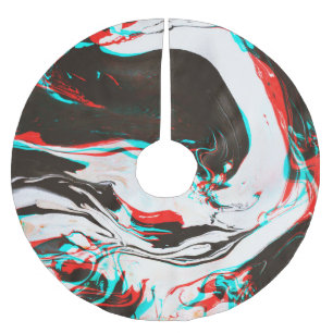 Marmortinte: Verzerrte Glitchtextur. Polyester Weihnachtsbaumdecke