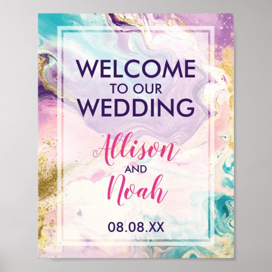 Marmortraum Willkommen bei unserer Hochzeit Poster (Vorne)