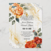 Marmorträume: Orange Rose Elegance Einladung (Vorne/Hinten)