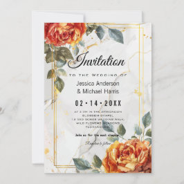 Marmorträume: Orange Rose Elegante Collection Einladung