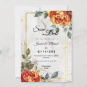 Marmorträume: Orange Rose Elegante Collection Save The Date (Vorderseite)
