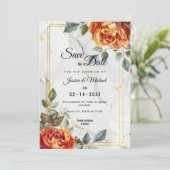 Marmorträume: Orange Rose Elegante Collection Save The Date (Stehend Vorderseite)