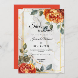 Marmorträume: Orange Rose Elegante Collection Save The Date