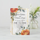 Marmorträume: Orange Rose Elegante Save The Date (Stehend Vorderseite)