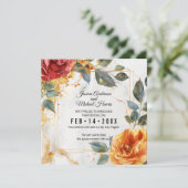 Marmorträume: Orange Rose Elegante Save The Date (Stehend Vorderseite)