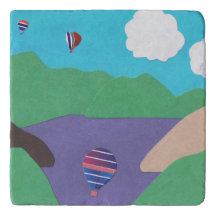 Marmortrivet mit Bergsee-Design