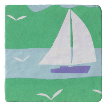 Marmortrivet mit Sailboat-Design