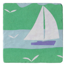 Marmortrivet mit Sailboat-Design Töpfeuntersetzer