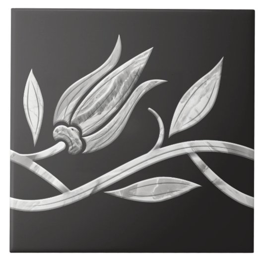 Marmortürkisches Tulpe Seamless Border Fliese (Vorderseite)