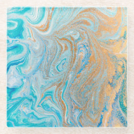 MarmorTürkisgoldsilber, schön, elegant, MA Glasuntersetzer