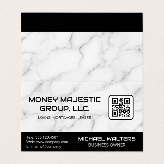 Marmoruntergrund | QR Code Business Card Visitenkarten (Außenseite Aufgefaltet)
