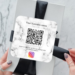 Marmorunternehmensname qr-Codeinstagramm Quadratischer Aufkleber