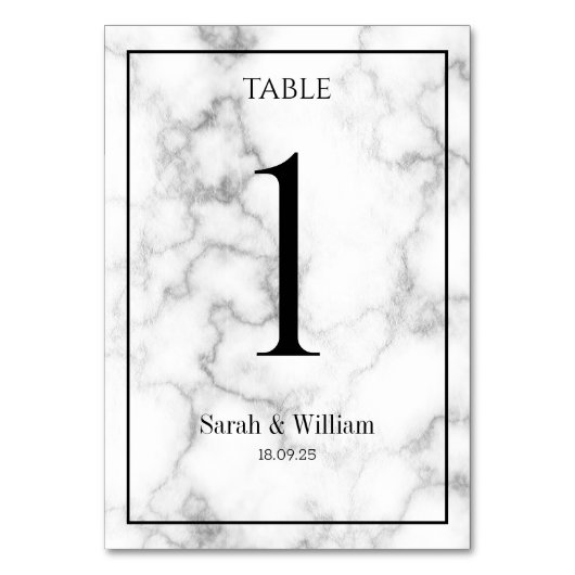Marmorverkleidung mit weißer und silberner Vene Tischnummer (Vorderseite)
