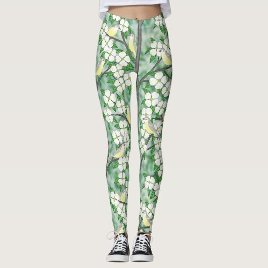Marmorvireos auf blühendem Dogwood Leggings (Vorderseite)