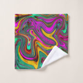 Marmorwärme, heißes Rosa und Meeresfohlen Grüne Ab Badhandtuch Set (Waschlappen)