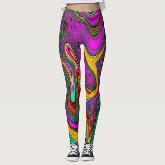 Marmorwärme, heißes Rosa und Meeresfohlen Grüne Ab Leggings (Vorderseite)