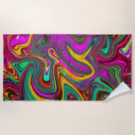 Marmorwärme, heißes Rosa und Meeresfohlen Grüne Ab Strandtuch