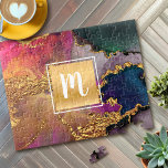 Marmorwasserfarbe, lila-grüne Monogramm Puzzle<br><div class="desc">Ein funkelnd, Imitat goldfarbenes Quadrat mit einer Schriftzeichen-Monogramm-Initiale überlagert einen reichen, goldfarbenen, marineblauen, Jägergrün, Rosa und lila Aquarellhintergrund auf diesem eleganten, trendigen, gürtelhaften, modernen, monogrammatikalischen Puzzle. Ein personalisiertes Geschenk für einen ganz besonderen Geschmack! Kommt in eine besondere Geschenkboxen. Geben Sie einfach die erste Ihrer Wahl ein und Sie können dieses...</div>