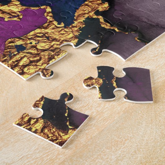 Marmorwasserfarbe, lila-grüne Monogramm Puzzle (Seite)