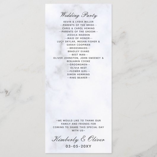 MarmorWedding-Programme Programm (Rückseite)