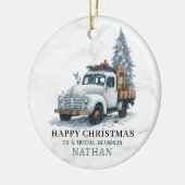 Marmorweihnachtwagen Keramik Ornament (Links)
