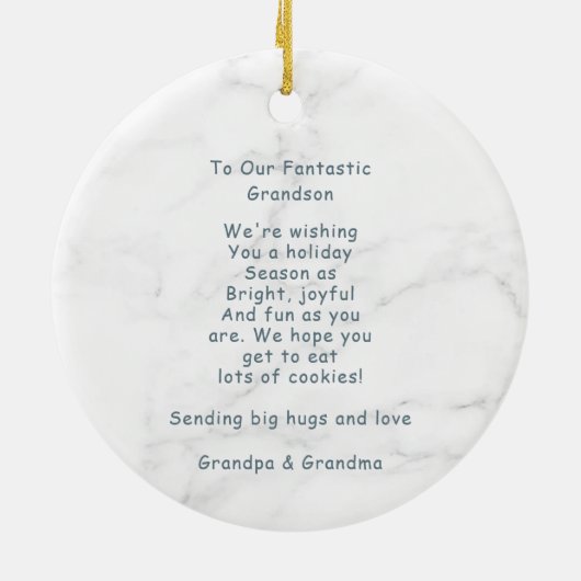 Marmorweihnachtwagen Keramik Ornament (Hinten)