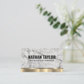 Marmorweiß | Gold Metal Background Visitenkarte (Stehend Vorderseite)