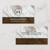 Marmorweiß | Holzschnitt | Monogramm Visitenkarte (Vorne/Hinten)