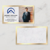 Marmorweiß | Logo-Symbol im Haus | Geschäftsmann Visitenkarte (Vorne/Hinten)