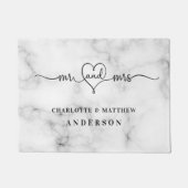 Marmorweiß mr mrs Herz elegant frisch geerntet Fußmatte (Vorderseite)