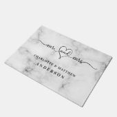 Marmorweiß mr mrs Herz elegant frisch geerntet Fußmatte (Schrägansicht)