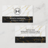 Marmorweiß | Schwarzer Goldmarmor Visitenkarte (Vorne/Hinten)