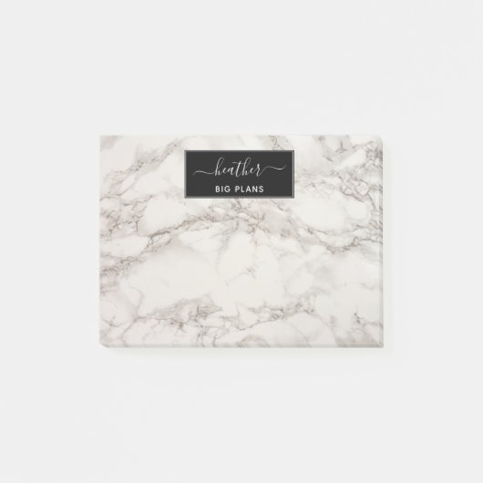 Marmorweiß und grau personalisiert post-it klebezettel (Vorderseite)
