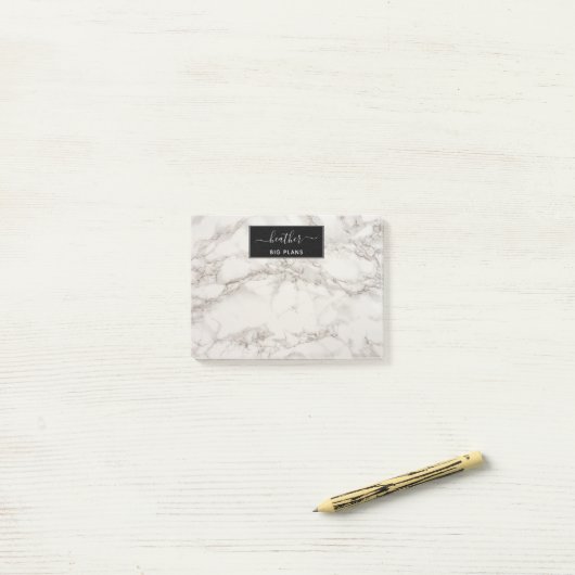 Marmorweiß und grau personalisiert post-it klebezettel (Auf Schreibtisch)